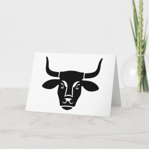Minimalist Black Bull Head Ox Silhouette Card