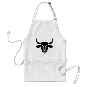 Minimalist Black Bull Head Ox Silhouette Standard Apron