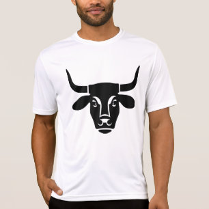 Minimalist Black Bull Head Ox Silhouette T-Shirt