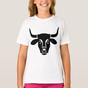 Minimalist Black Bull Head Ox Silhouette T-Shirt