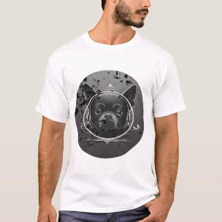 "Minimalist Black Bulldog Face Outline with Clean T-Shirt