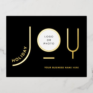 Minimalist Black Business Foil Holiday Post Card