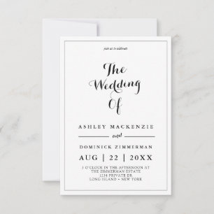 Minimalist Black Calligraphy All In One Wedding In Invitation