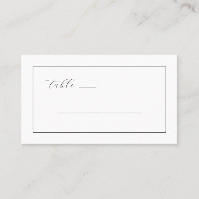 Minimalist Black Calligraphy Place Card (Front)