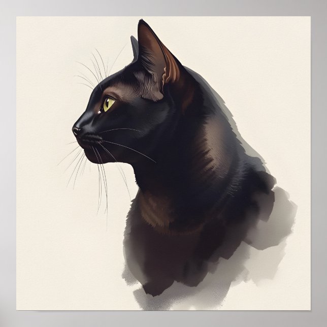 Minimalist Black Cat Art Print (Front)