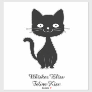 Minimalist Black Cat Cartoon Funny Cat Illustratio