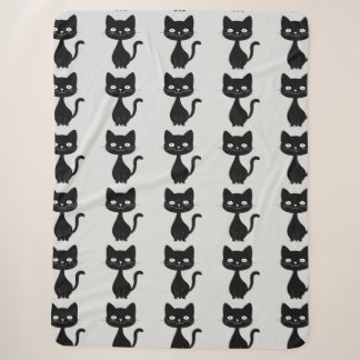 Minimalist Black Cat Cartoon Funny Cat Illustratio Sherpa Blanket