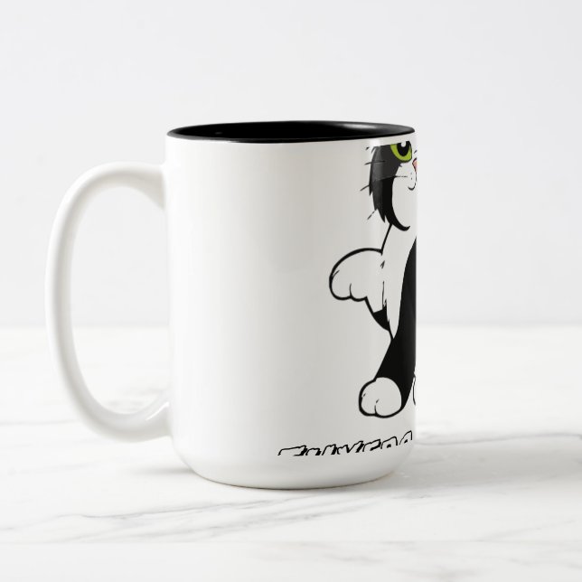 "Minimalist Black Cat Line Art Mug (Left)