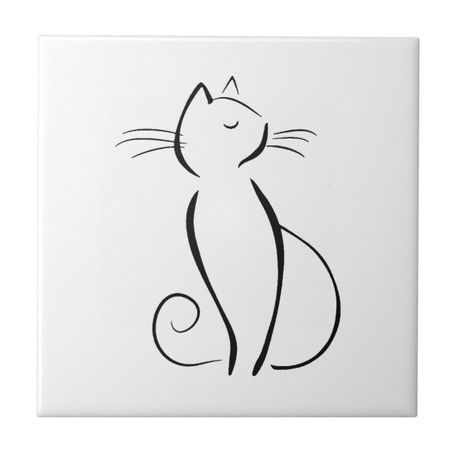 Minimalist black cat on white tile (Front)