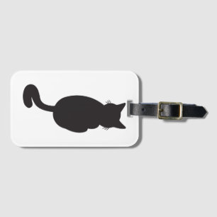 Minimalist Black Cat Silhouette Luggage Tag