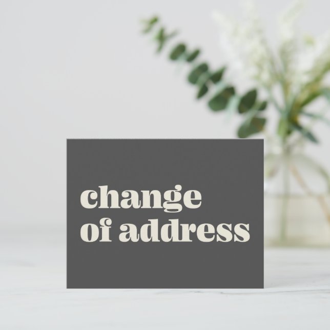 Minimalist Black Change of Address Announcement   Postcard (Standing Front)