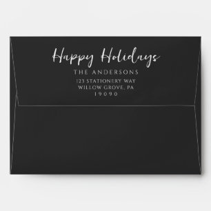 Minimalist Black Christmas Calligraphy Modern Envelope