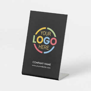 Minimalist Black Corporate Company Business Logo Pedestal Sign