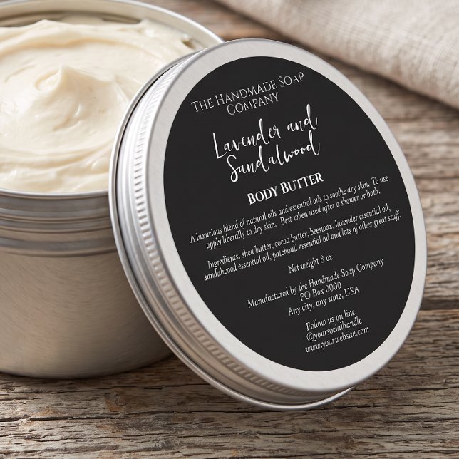 Minimalist Black Cosmetics Jar Label w Ingredients (Creator Uploaded)