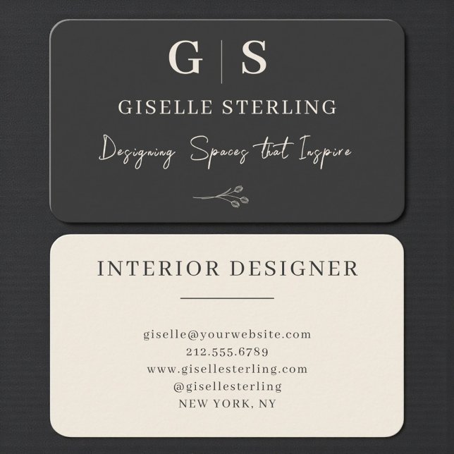 Minimalist Black & Cream Interior Designer Business Card (Creator Uploaded)