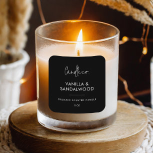 Minimalist Black Custom Candle Label