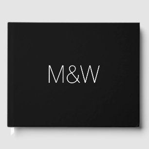 Minimalist black custom couple Initials monogram  Guest Book