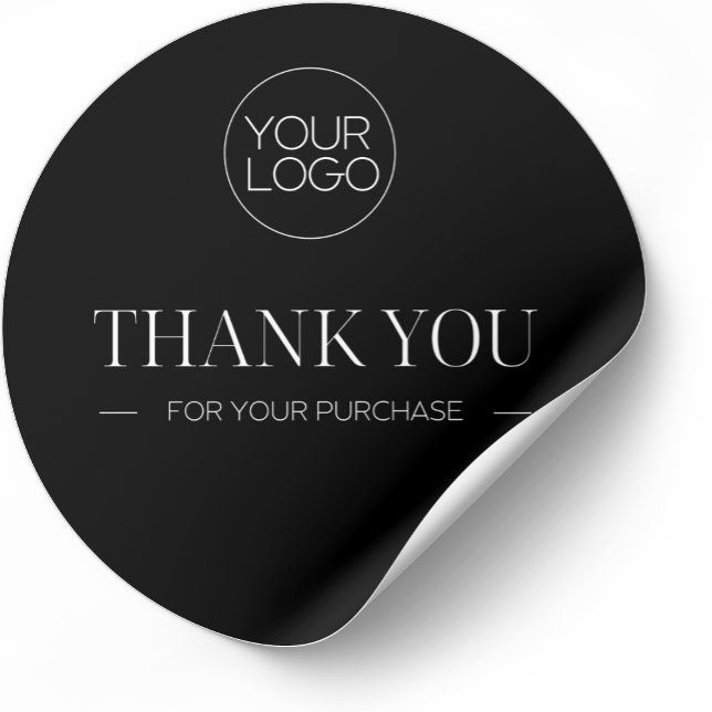 Minimalist Black Custom Logo Thank You Business Classic Round Sticker (Creator Uploaded)