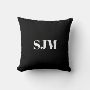 Minimalist black Custom monogram initials elegant Cushion