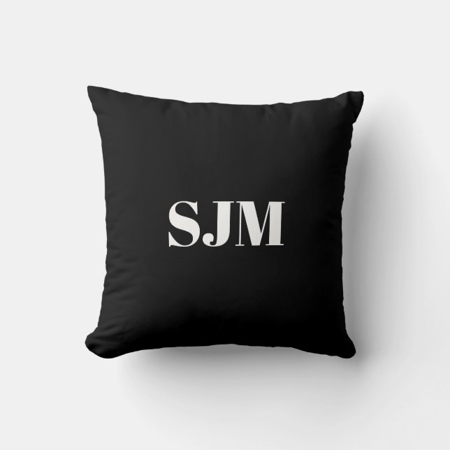Minimalist black Custom monogram initials elegant Cushion (Front)