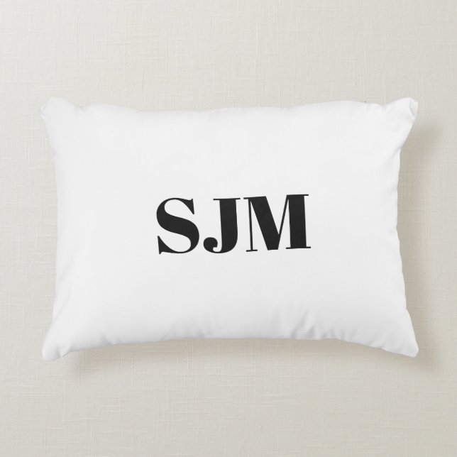 Minimalist black Custom monogram initials name Decorative Cushion (Front)