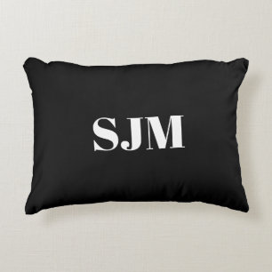 Minimalist black Custom monogram initials name Decorative Cushion