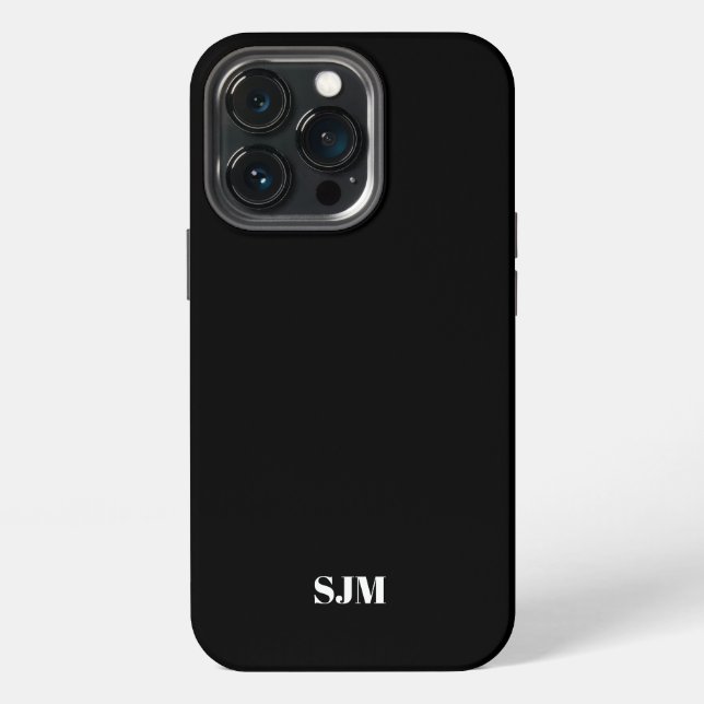 Minimalist black Custom monogram initials name iPhone Case (Back)