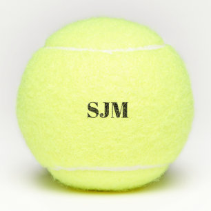 Minimalist black Custom monogram initials name Tennis Balls