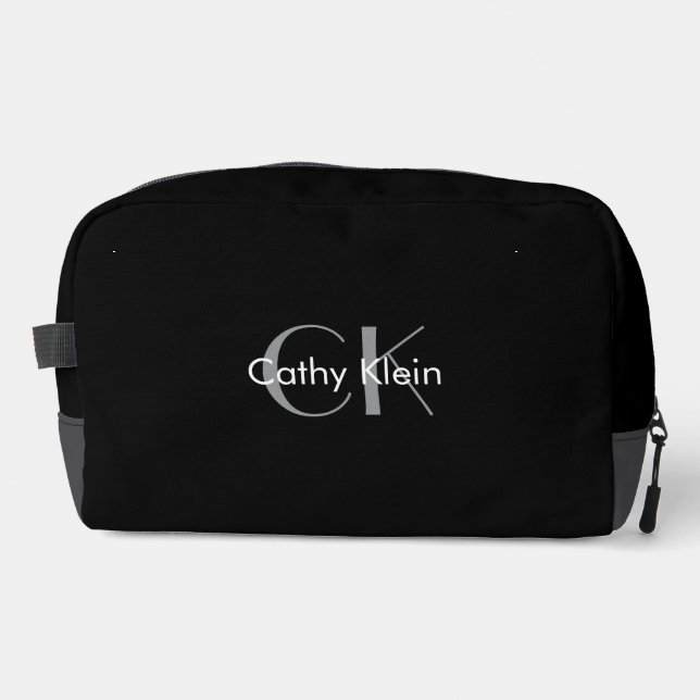 Minimalist Black Custom Name Dopp Kit (Front)