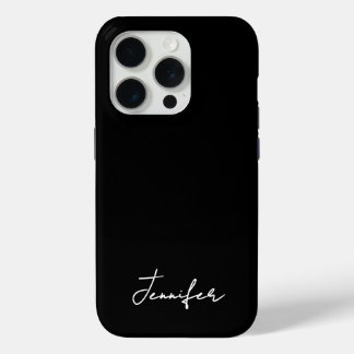 Minimalist Black Custom Name Signature Script iPhone 15 Pro Case