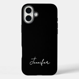 Minimalist Black Custom Name Signature Script iPhone 16 Plus Case