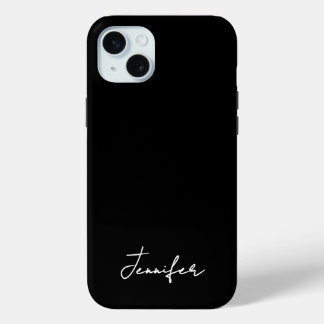 Minimalist Black Custom Name Signature Script iPhone 15 Mini Case