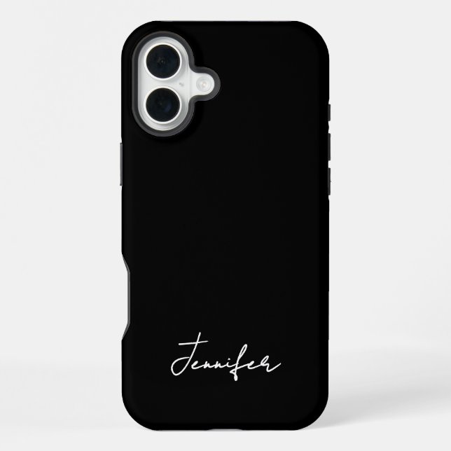 Minimalist Black Custom Name Signature Script  iPhone Case (Back)