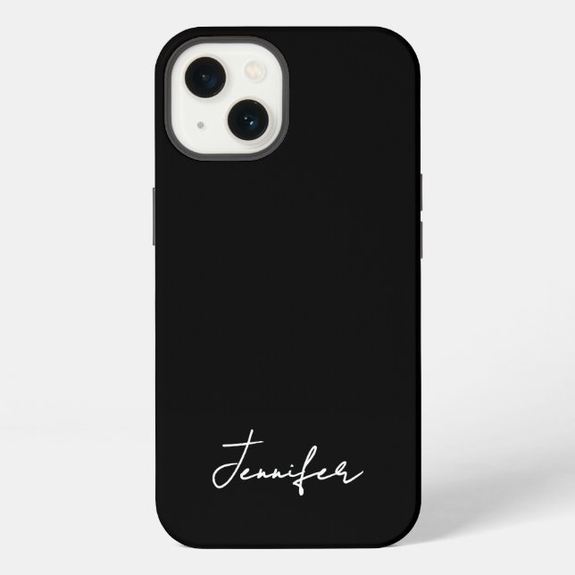 Minimalist Black Custom Name Signature Script  iPhone Case (Back)