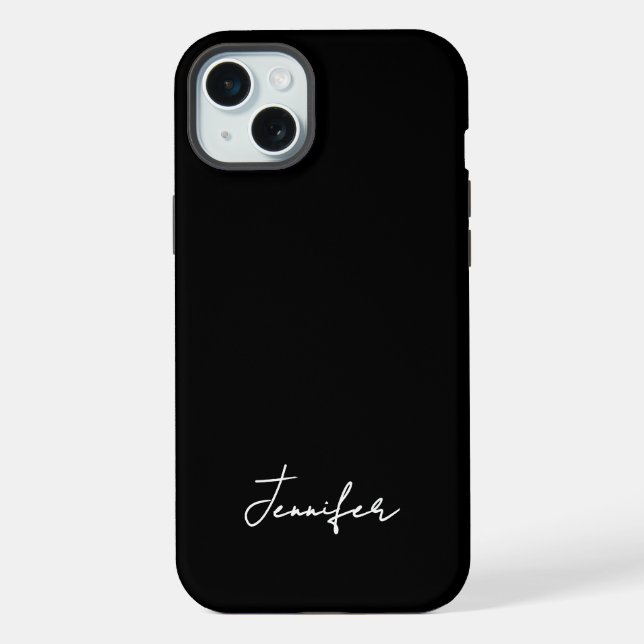 Minimalist Black Custom Name Signature Script  iPhone Case (Back)