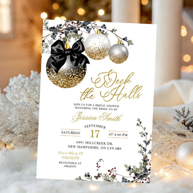 Minimalist Black Deck The Halls Bridal Shower Invitation (Creator Uploaded)