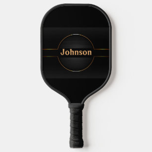 Minimalist Black Design Modern Monogram Pickleball Paddle