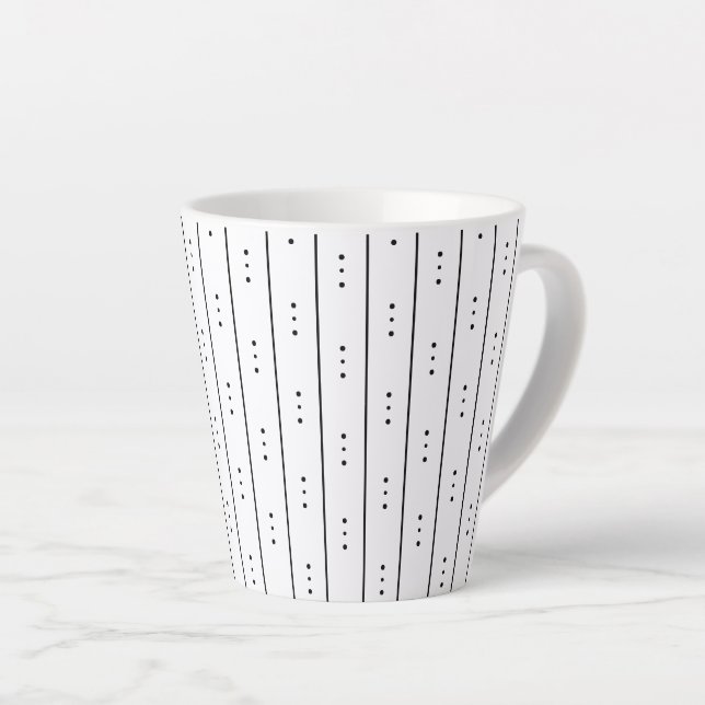 Minimalist Black Dots & Lines Latte Mug (Right Angle)