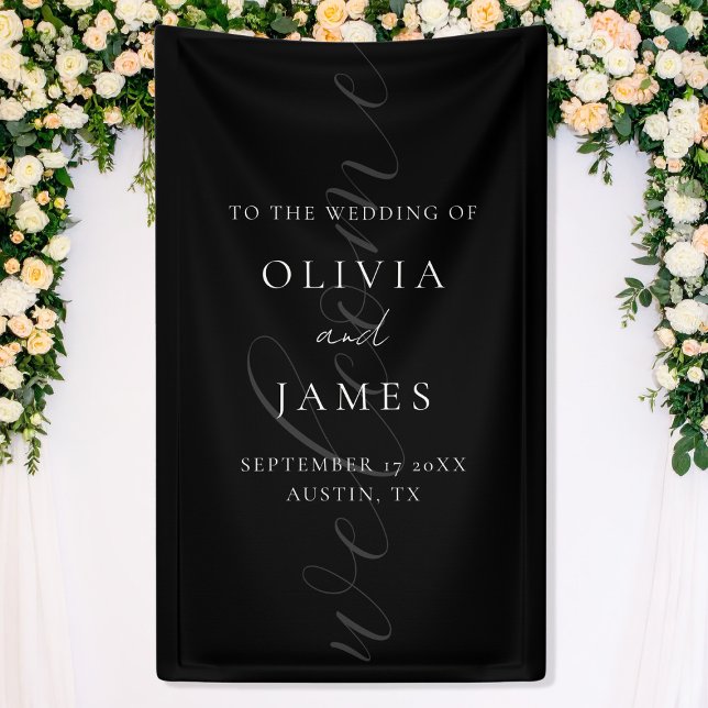 Minimalist Black Elegant Script Wedding Welcome Banner (Creator Uploaded)
