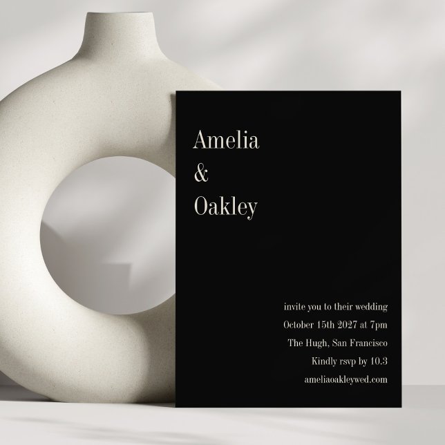 Minimalist Black Elegant Stylish Modern Wedding Invitation (Creator Uploaded)