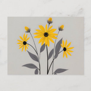 Minimalist Black Eyed Susan Flowers Postcard