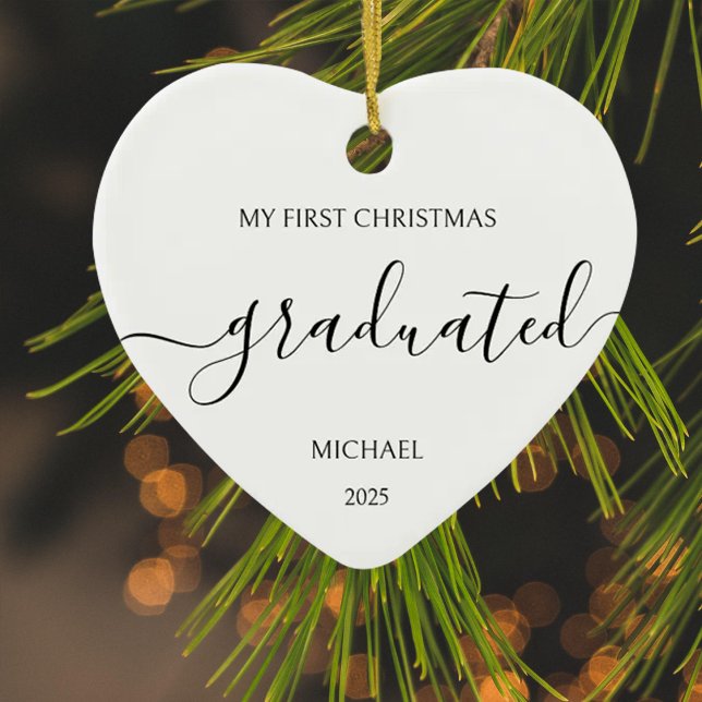 Minimalist Black First Christmas Graduated Ceramic Tree Decoration (Creator Uploaded)