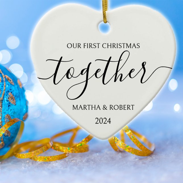 Minimalist Black First Christmas Together Ceramic Tree Decoration (Creator Uploaded)