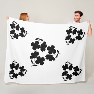 Minimalist Black Floral Pattern Blanket 