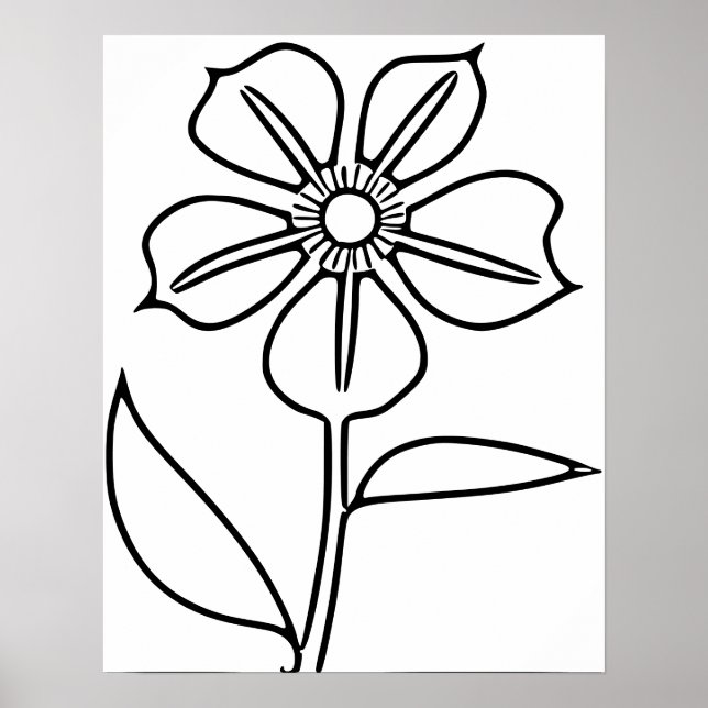 Minimalist black flower poster (Front)