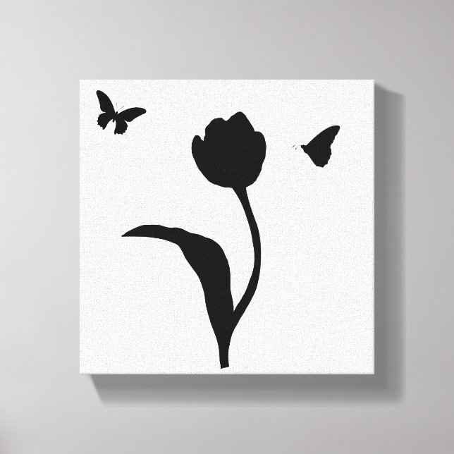 Minimalist Black Flowers & Butterfly Wall Art | Mo (Front)