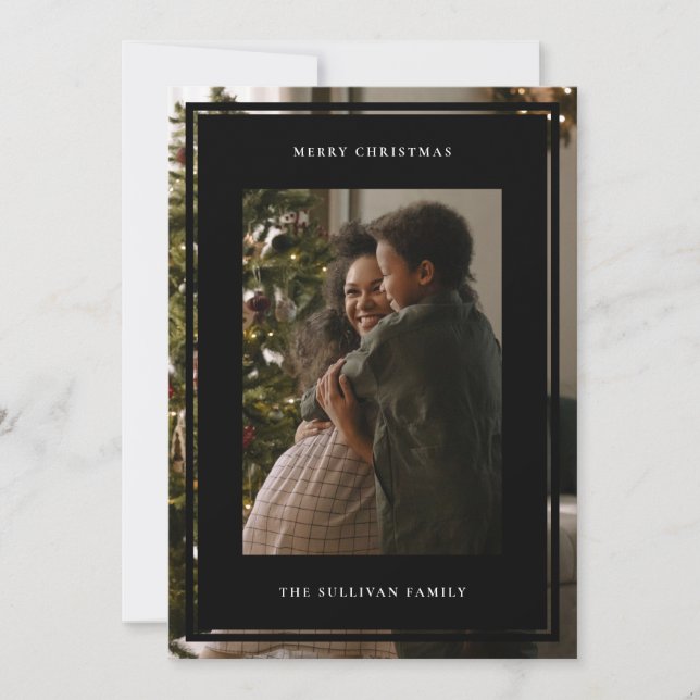 Minimalist Black Frame Photo  Holiday Card (Front)