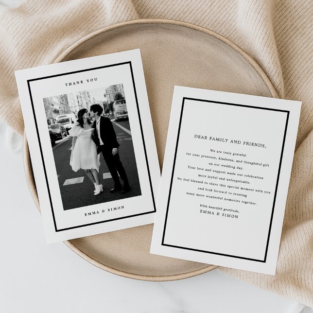 Minimalist Black Frame Photo Wedding Thank You  (Creator Uploaded)