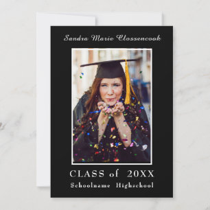 Minimalist Black Frame White Script Graduation  An Announcement
