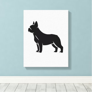 Minimalist Black French Bulldog Silhouette Canvas Print